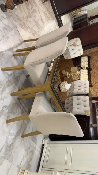 طاولة سفره 6 كراسي 🪑Full modern ✅راقيه و مميزه جداً 🤍✨خشب زان 🪵 بالكامل ✅ استعمال 7