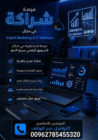 مطلوب شريك استراتيجي ممول لمشروع وكالة تسويق رقمي وحلول التقنية 2