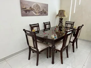 طاولة سفرة أنيقة مع 6 كراسي 🪑مصنوعة من خشب زان وبلوط بالكامل بجودة عالية 💯تنجيد