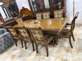 🔵غرفة سفرة 3 قطع فاخرة بتصميم ملكي  🌹 خشب صلد خليجي ثقيل🌹 متانة عالية وجودة استث 2