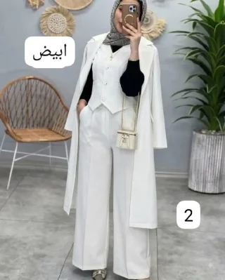 طقم ستاتي 3 قطع (بليزر+فيست+بنطلون ) الخامة باربي المقاسات المتوفرة موضحة بالصور 3