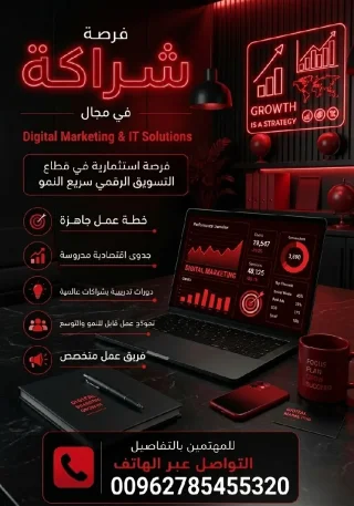 مطلوب شريك استراتيجي ممول لمشروع وكالة تسويق رقمي وحلول التقنية 3