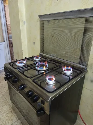 غاز رقم136 فرن غاز خمس عيون ستانلس ستيل نوع ناشونال فخم ⚡قياس 80 سم 🔛نار زرقاء ق 6