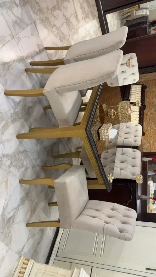 طاولة سفره 6 كراسي 🪑Full modern ✅راقيه و مميزه جداً 🤍✨خشب زان 🪵 بالكامل ✅ استعمال 4