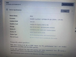 HP pavilion dv6 notebook pc Core I7 5