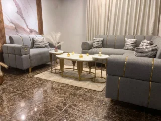 كورنر للبيع مستعجل 9 مقاعد لون سكني خشب سويد🪵🪵 قماشه مخمل لينون تركي 2