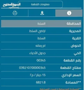 أرض للبيع في السلط( بطنة حوض أم رمانة)، تصلح لبناء مزرعة او فيلا سكنية. 3