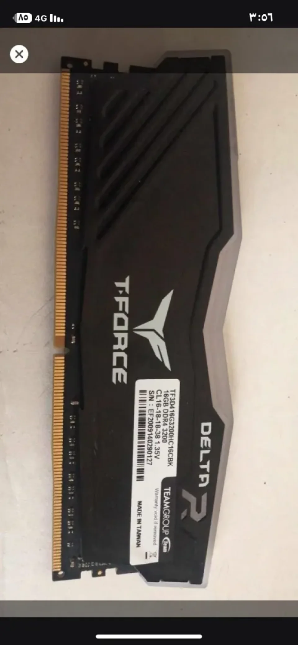 حبة رام  T-force 16Gb DDR4 3200 cl16 rgb