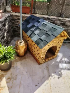 wooden house for dogs different types and sizes isolated from water and warm 9