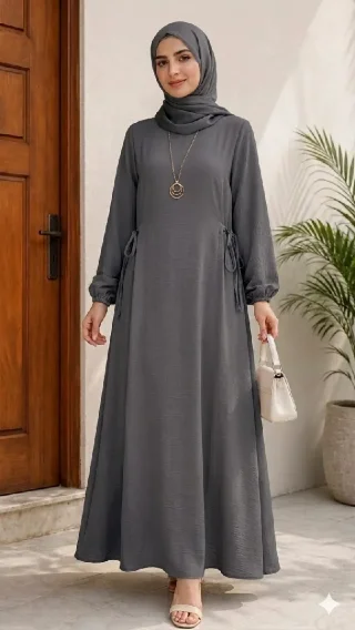 إذا محتـارة؟ السعـر رح يقـرر عنـك❤️فستـان خصر ربط ع الجنبين دبل كـلوش 🙈فـري سـايـ 2