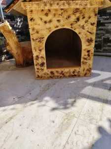 wooden house for dogs different types and sizes isolated from water and warm 7