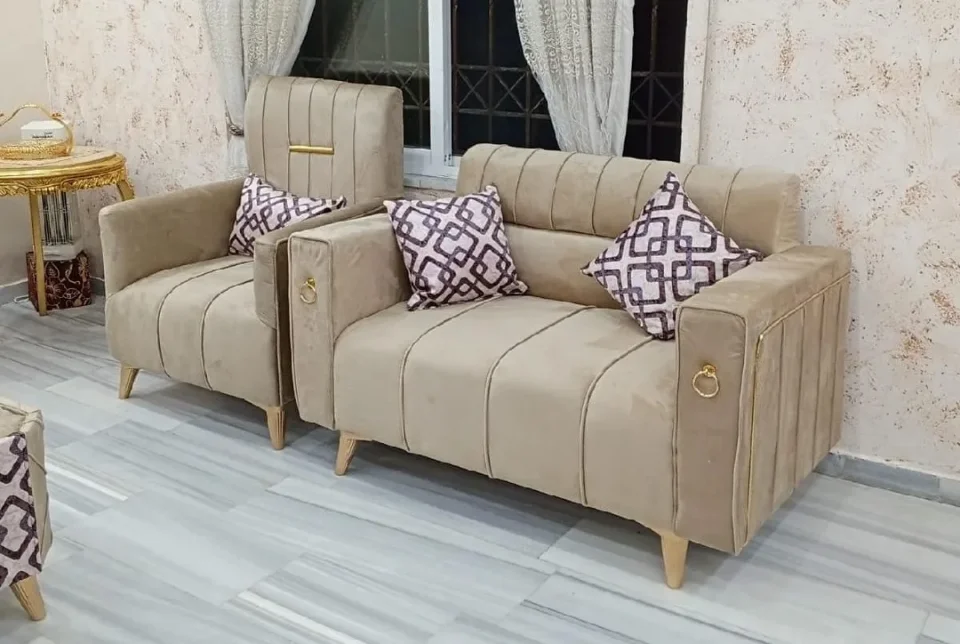 🎋طقم كنب مودرن 9 مقاعد مع طاوله خشب لاتيه وقراط 🛋️ سفنج دانلوب 12 بسعر 215ديضاف ت