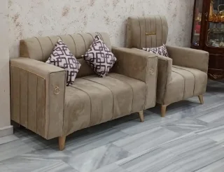 🎋طقم كنب مودرن 9 مقاعد مع طاوله خشب لاتيه وقراط 🛋️ سفنج دانلوب 12 بسعر 215ديضاف ت