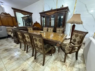 🔵غرفة سفرة 3 قطع فاخرة بتصميم ملكي  🌹 خشب صلد خليجي ثقيل🌹 متانة عالية وجودة استث 13