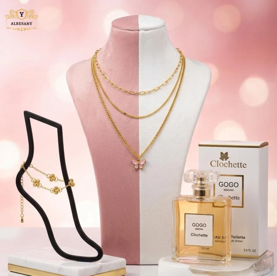 شوفوا جمال ورقي البكج💗* عطر ستاتي ١٠٠ مل- سنسال ٣ طبقات ذهب ايطالي مكفول - خلخال