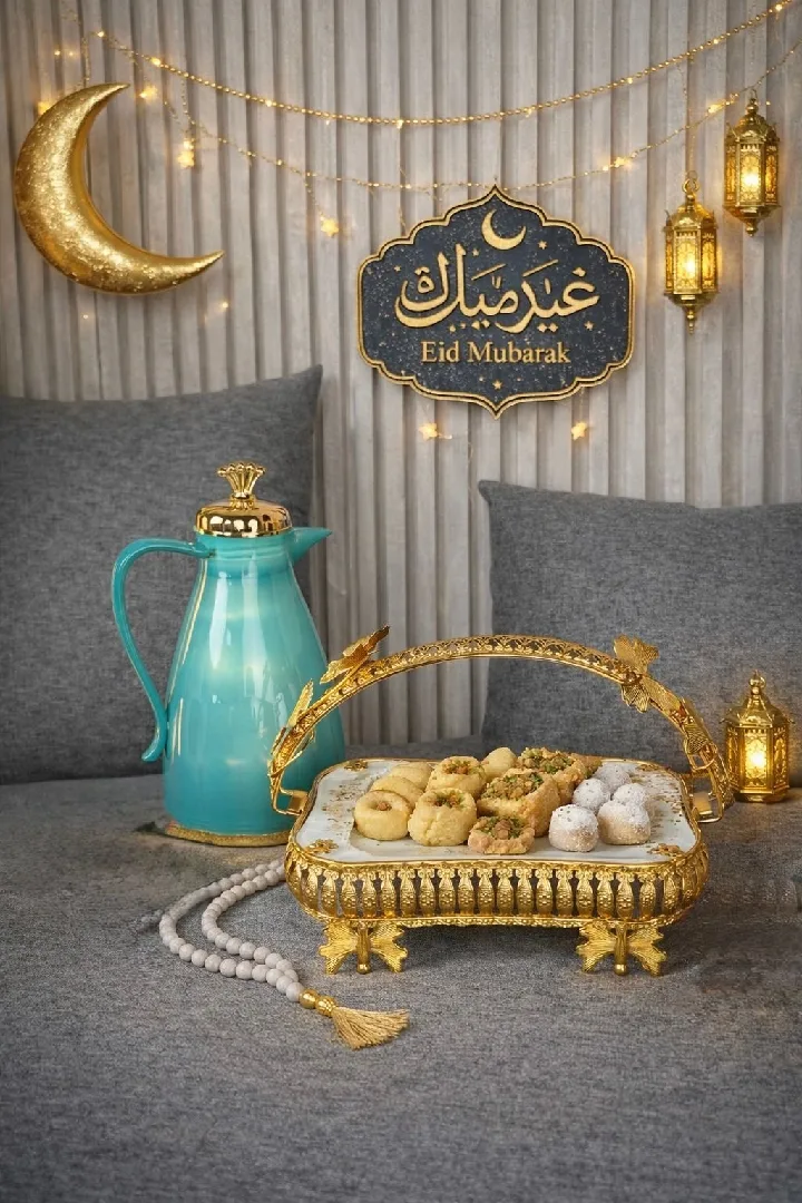 بكج ضيافة العيد مع خصم 50%❤️‍🔥دلة قهوة ١ لترمع ضيافة للشوكلاتة والكعك و …. الخ❤️والس