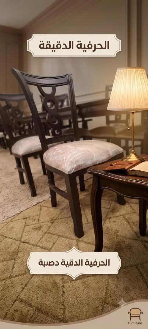 طاوله سفره مودرن راقيه خشب زان بالكامل وجه بلوط مع لوح زجاج 6 ملئ برونز مكونه من
