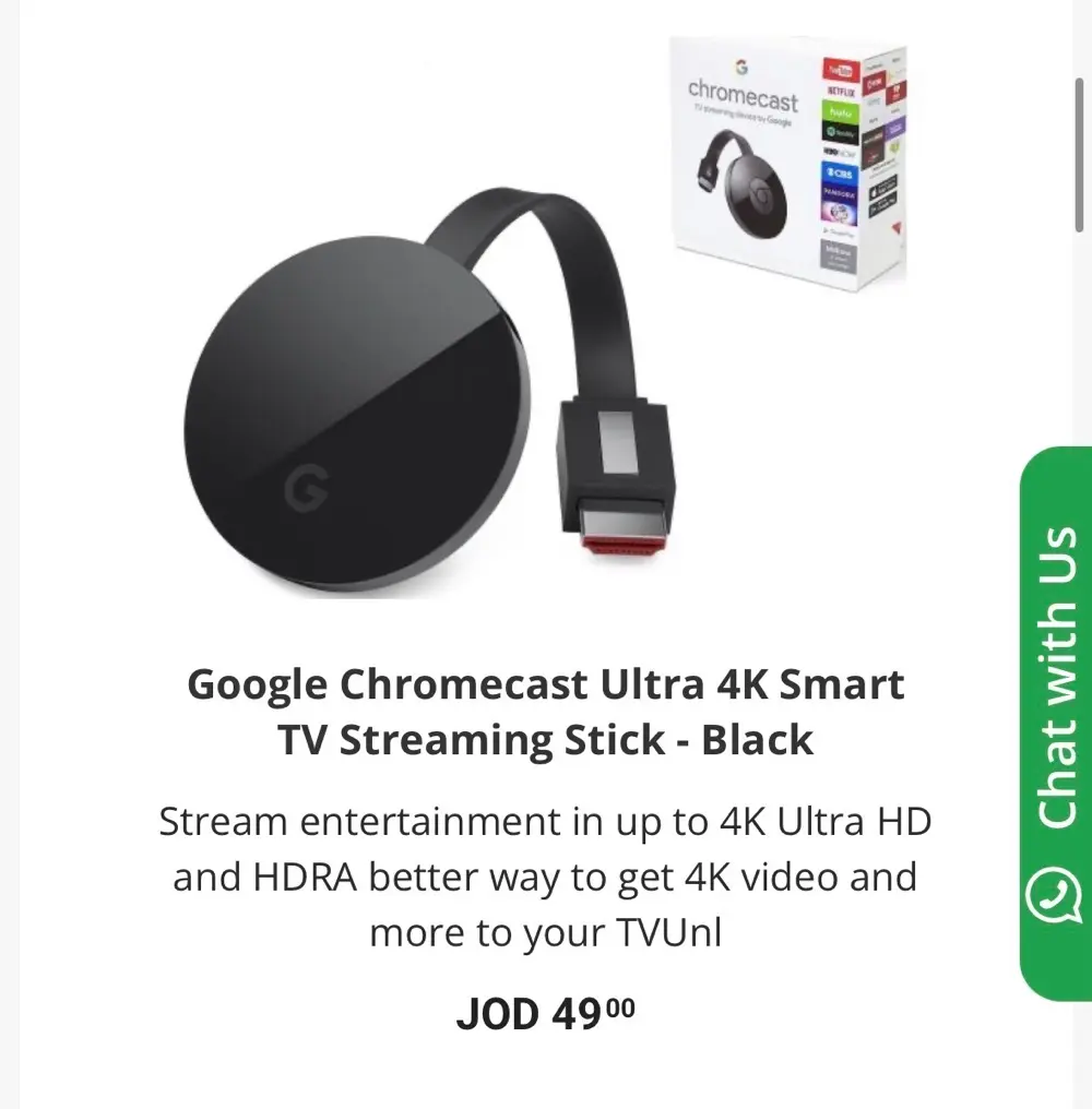 Google Chromecast Ultra 4K Smart TV Streaming Stick - Black