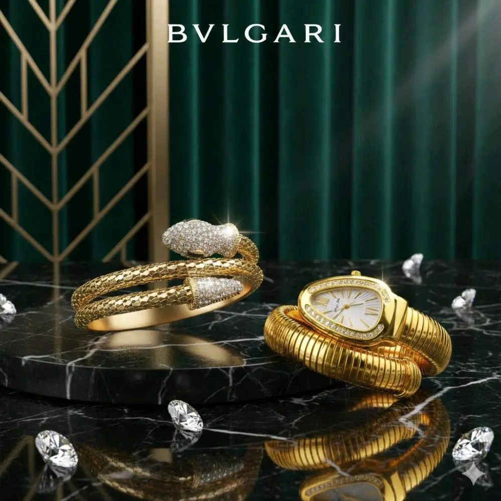 *ساعة وسوار الحية الألماسي*