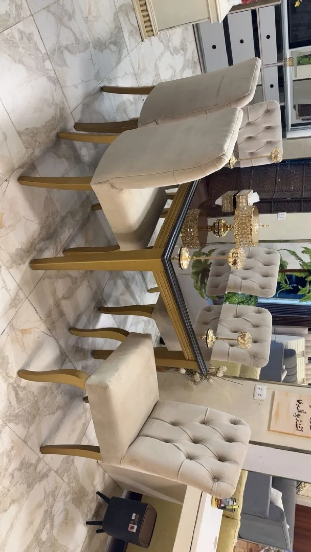 طاولة سفره 6 كراسي 🪑Full modern ✅راقيه و مميزه جداً 🤍✨خشب زان 🪵 بالكامل ✅ استعمال
