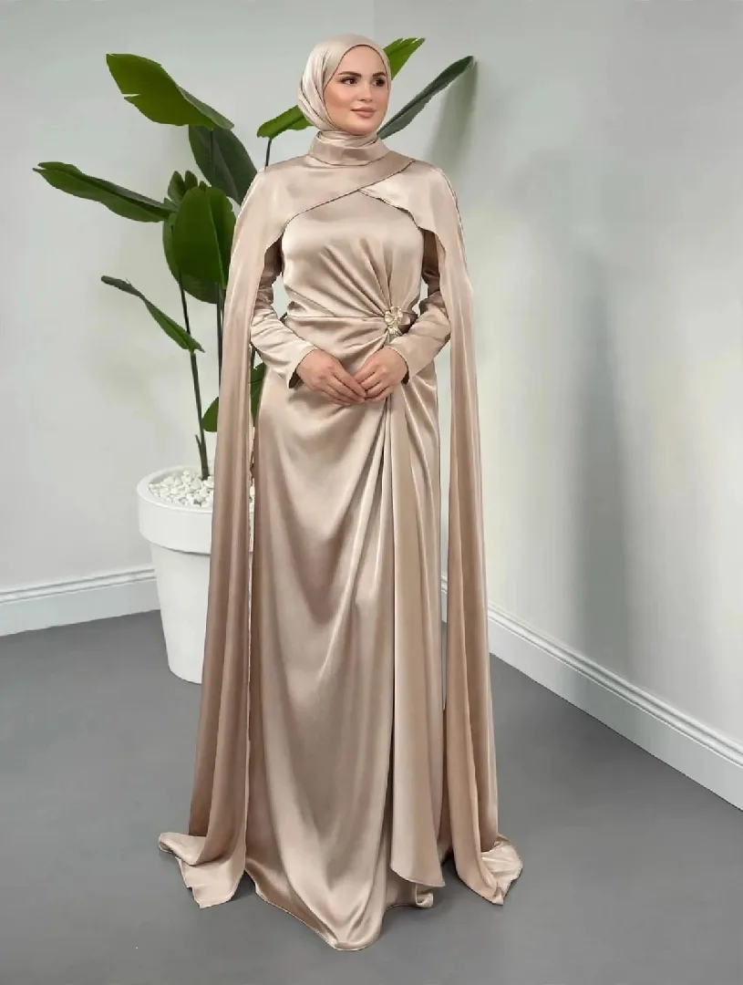 جمال وحكايه وروايـة هالفستـان 😌🤎✨ فستان دبل كـلوش 😍مقاسات سـايـز لـوزن 50.80☺️بـس