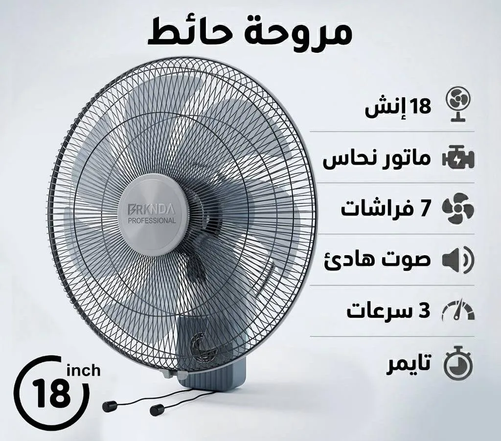 *😀مروحة حائط كهربائيه 18 انش فقط 30دينار شامل التوصيل*للطلب والاستفسار /٢٥ي ا ق