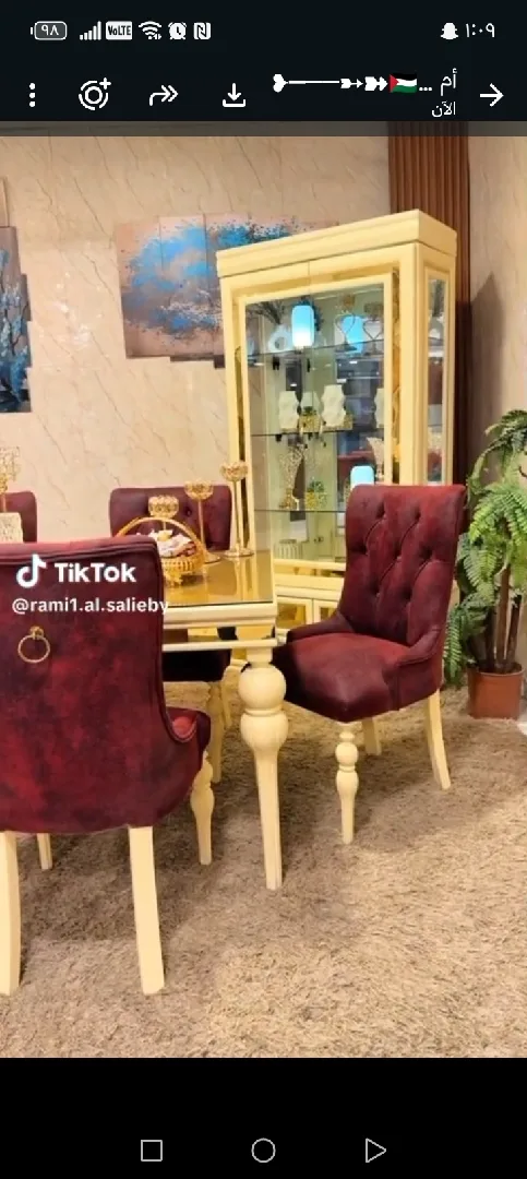غرفة سفره قطعتين فخمه جداً 🤍✨ عباره عن طاولة مع 6 كراسي مع فضيه ultra modern 💛✨ خ