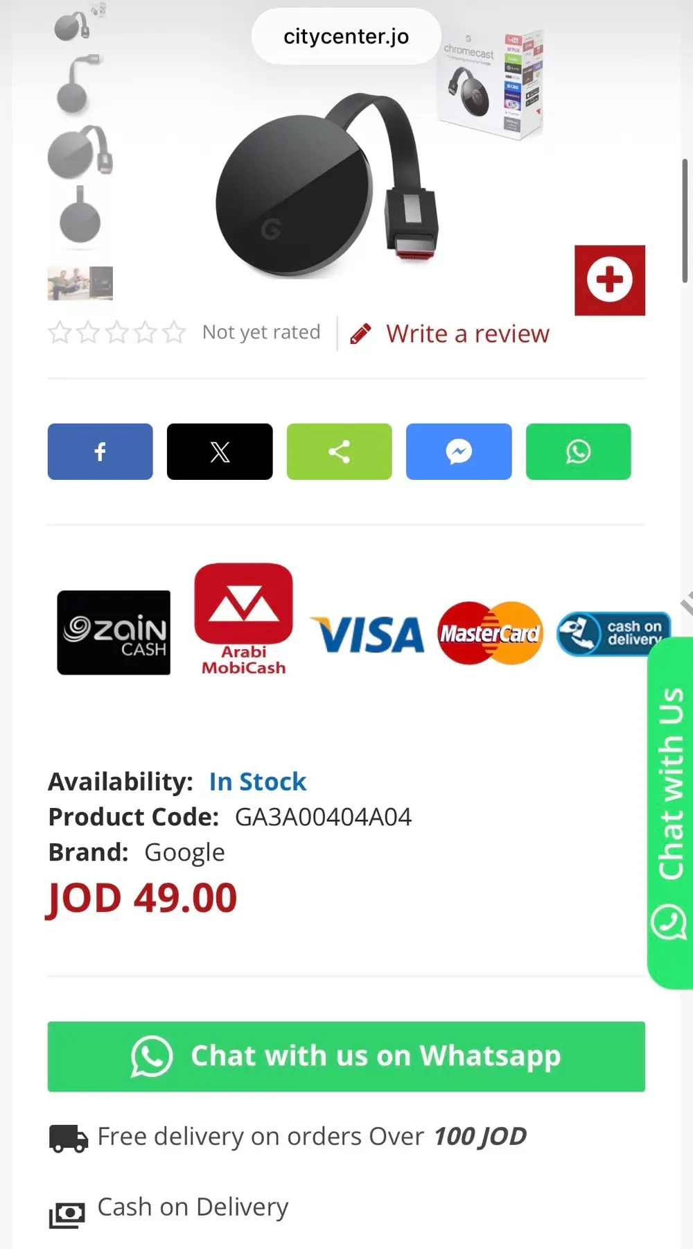 Google Chromecast Ultra 4K Smart TV Streaming Stick - Black