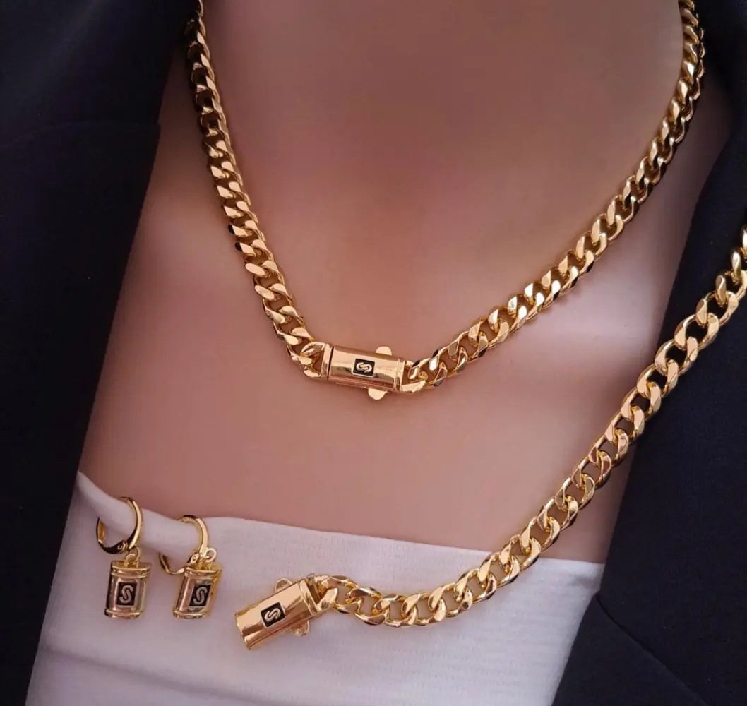 لكي سيدتي طقم ذهب روسي فخم جدا. سنسال مع اسوارة وحلقين وخاتم