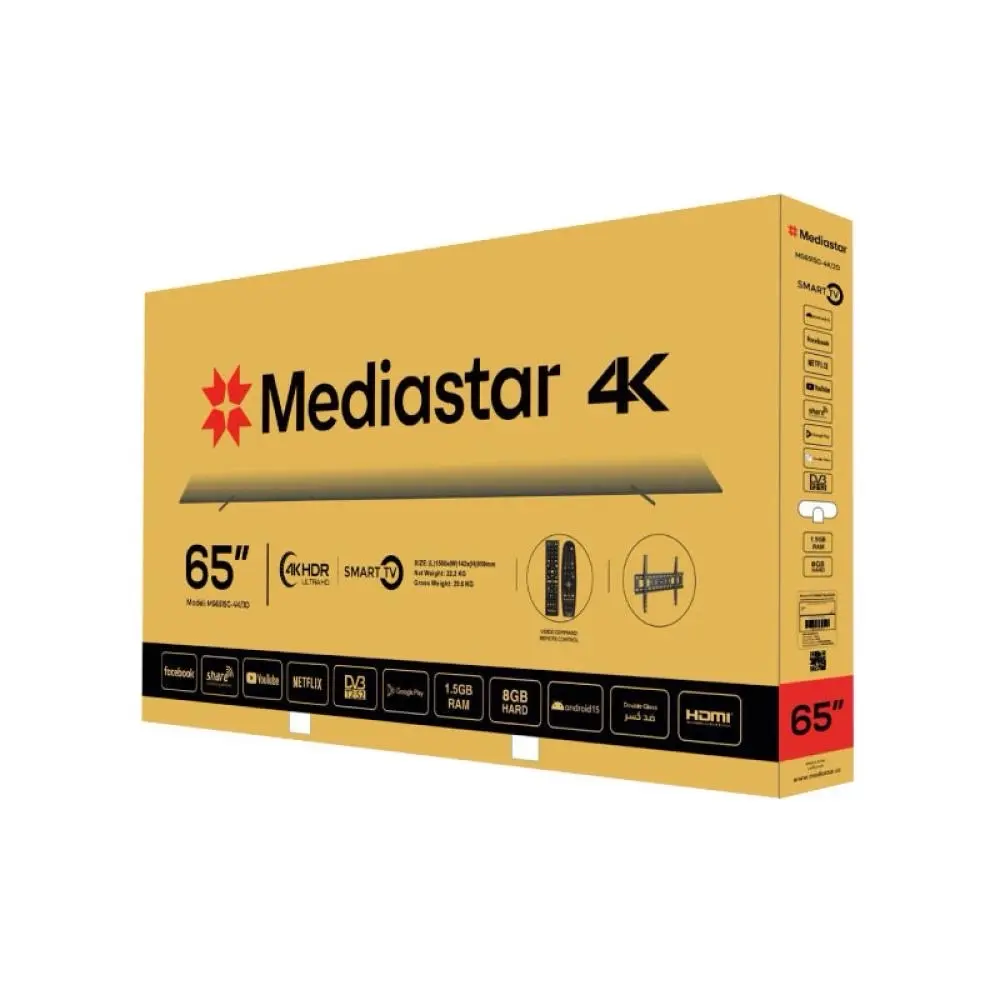 MEDIASTAR TV 4K 65 شاشة ( ضد الكسر )