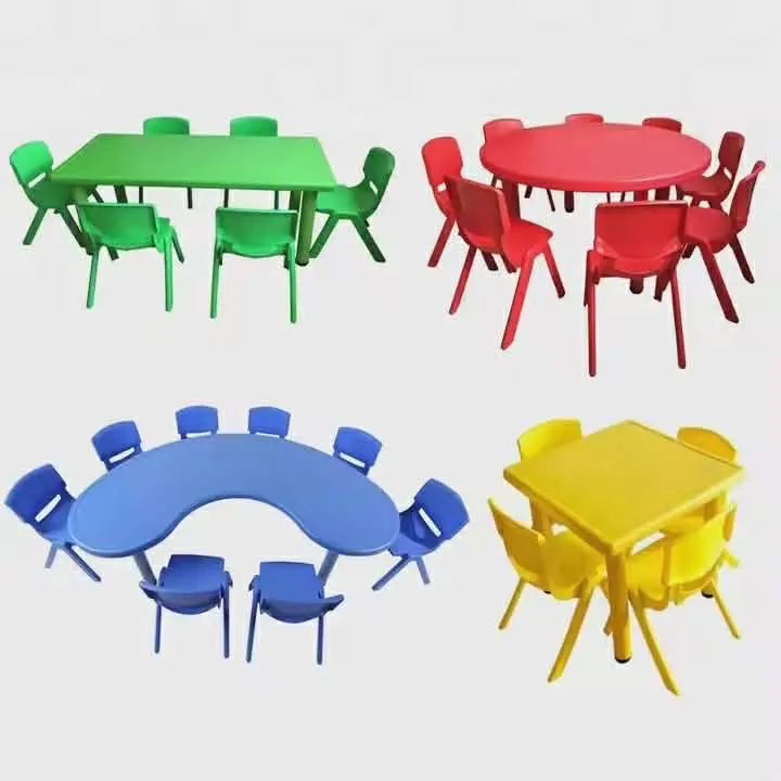 طاولة اطفال كدني عطم فايبر رحلين حديد بتوسع 8 كراسي عظم