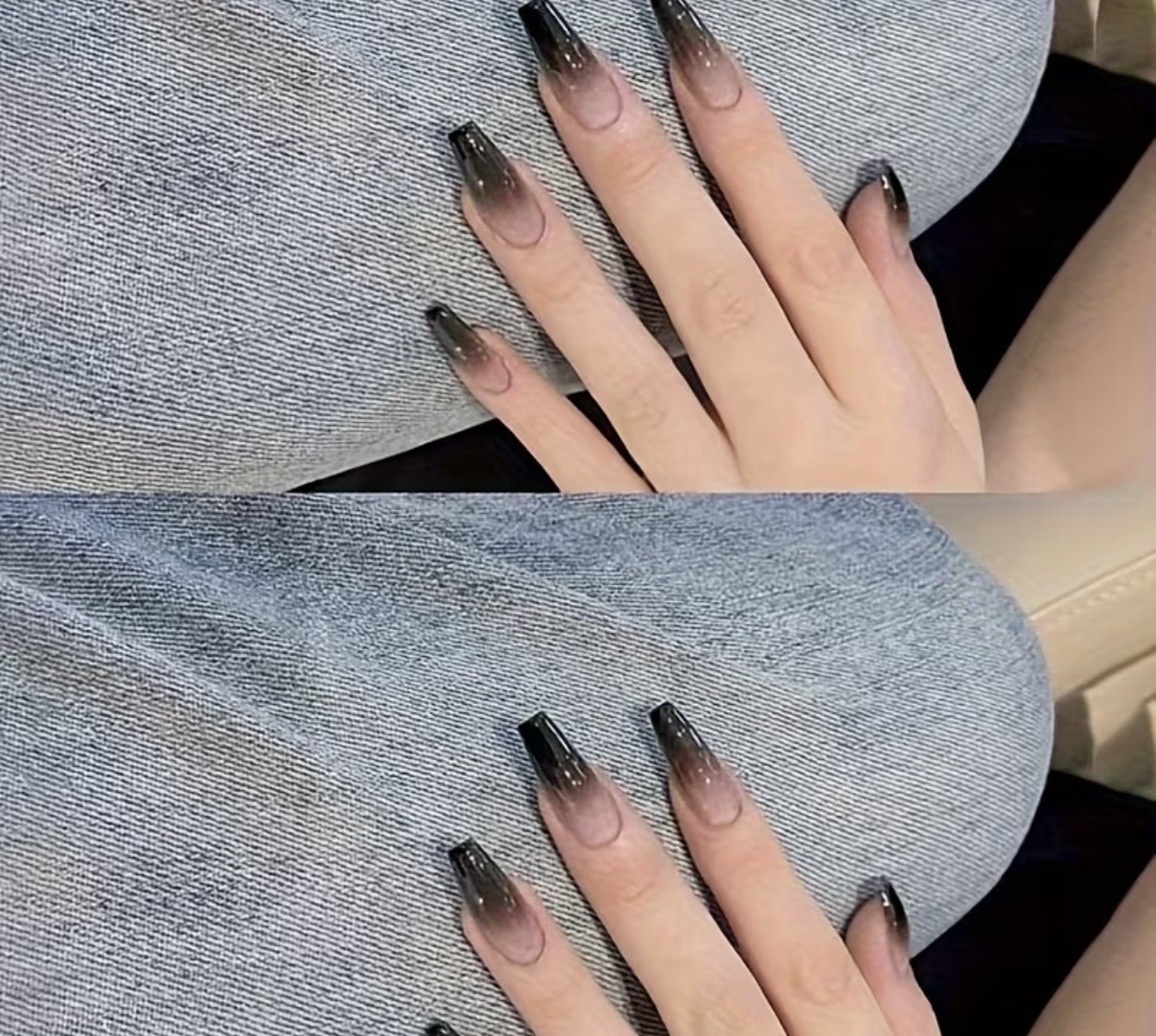 Black Gradient Fake Nails