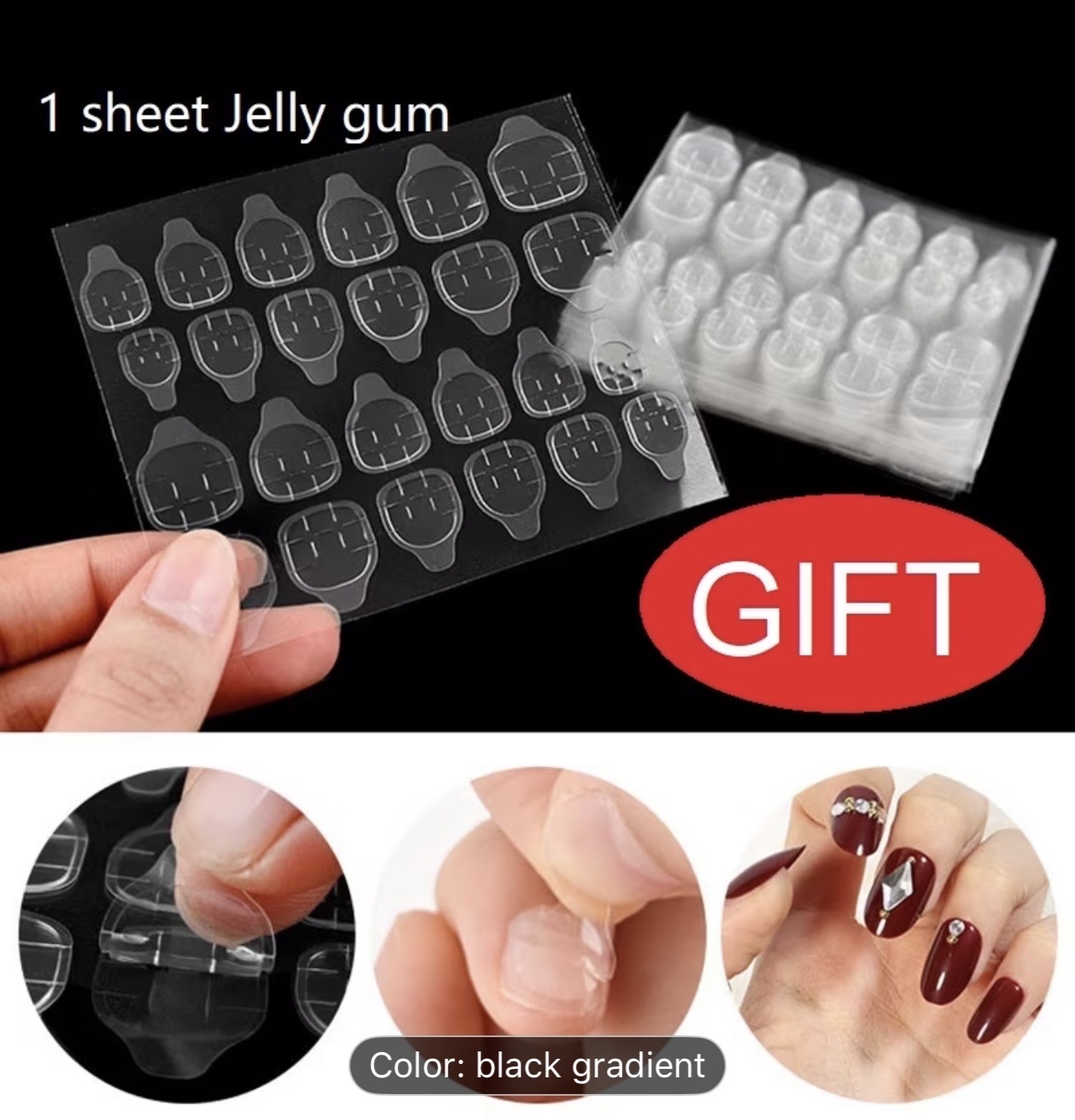 Black Gradient Fake Nails